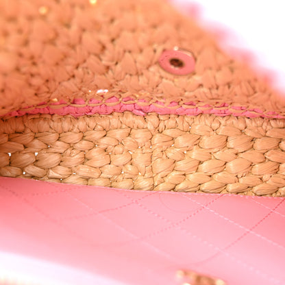 Chanel Raffia Chain Venice Beach Flap Bag Beige Pink 5 of 11