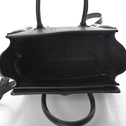Celine Drummed Calfskin Nano Luggage Black 5 of 10