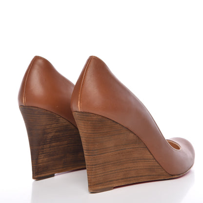 Christian Louboutin Calfskin Ron Ron Zeppa 85 Wedges 40.5 Cognac 4 of 11