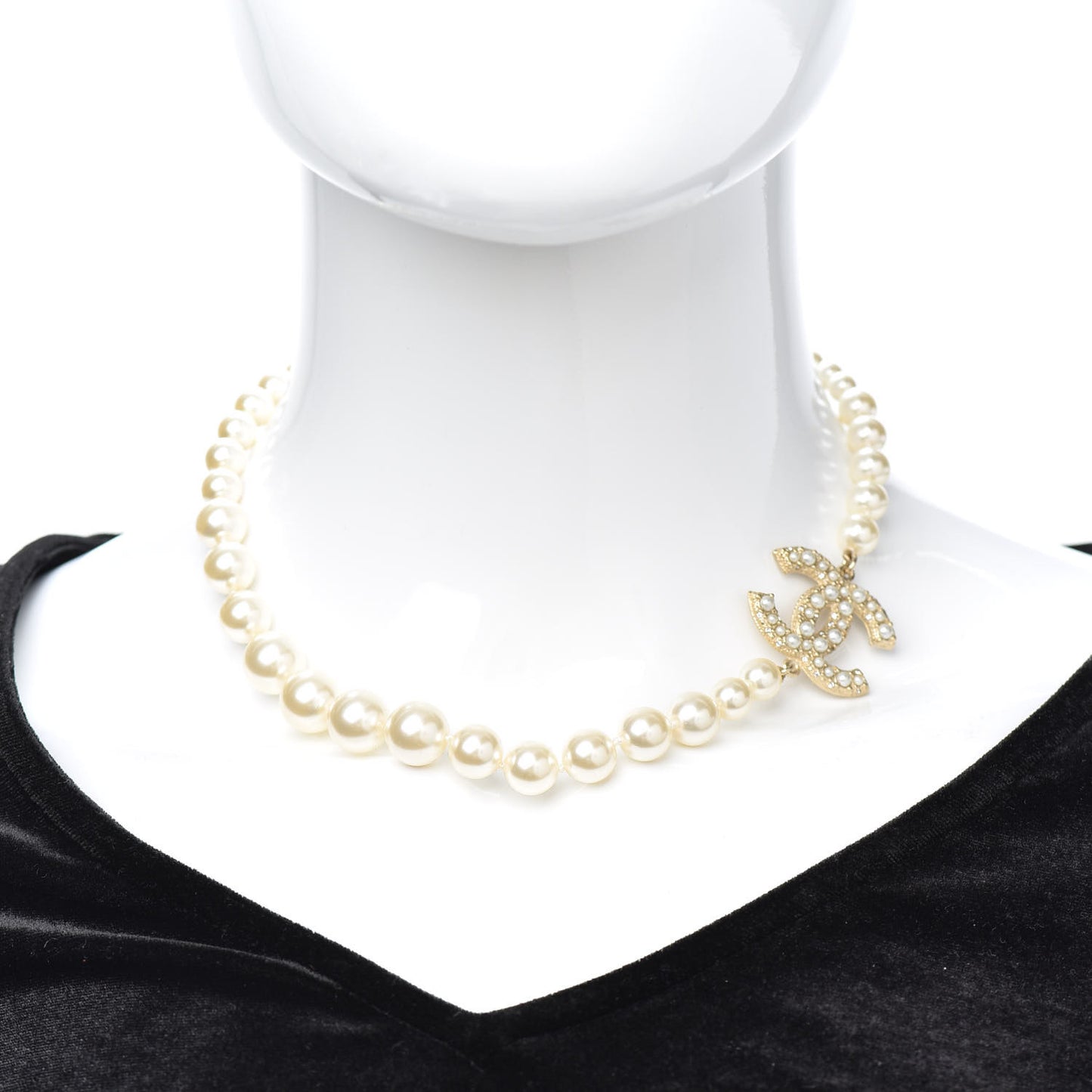 Pearl CC 100th Anniversary Necklace Light Gold