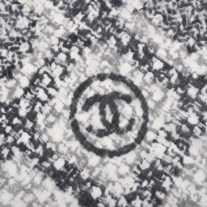 Chanel Cashmere CC Square Scarf Grey Black 3 of 5