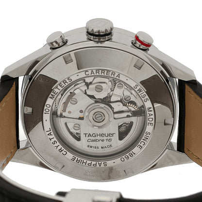 Tag Heuer Stainless Steel Alligator 43mm Carrera Calibre 16 Chronograph Automatic Watch Black CV2A10 4 of 4