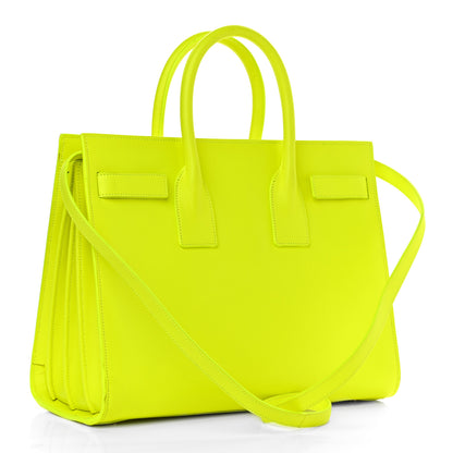 Saint Laurent Calfskin Small Sac De Jour Bag Neon Yellow 3 of 15