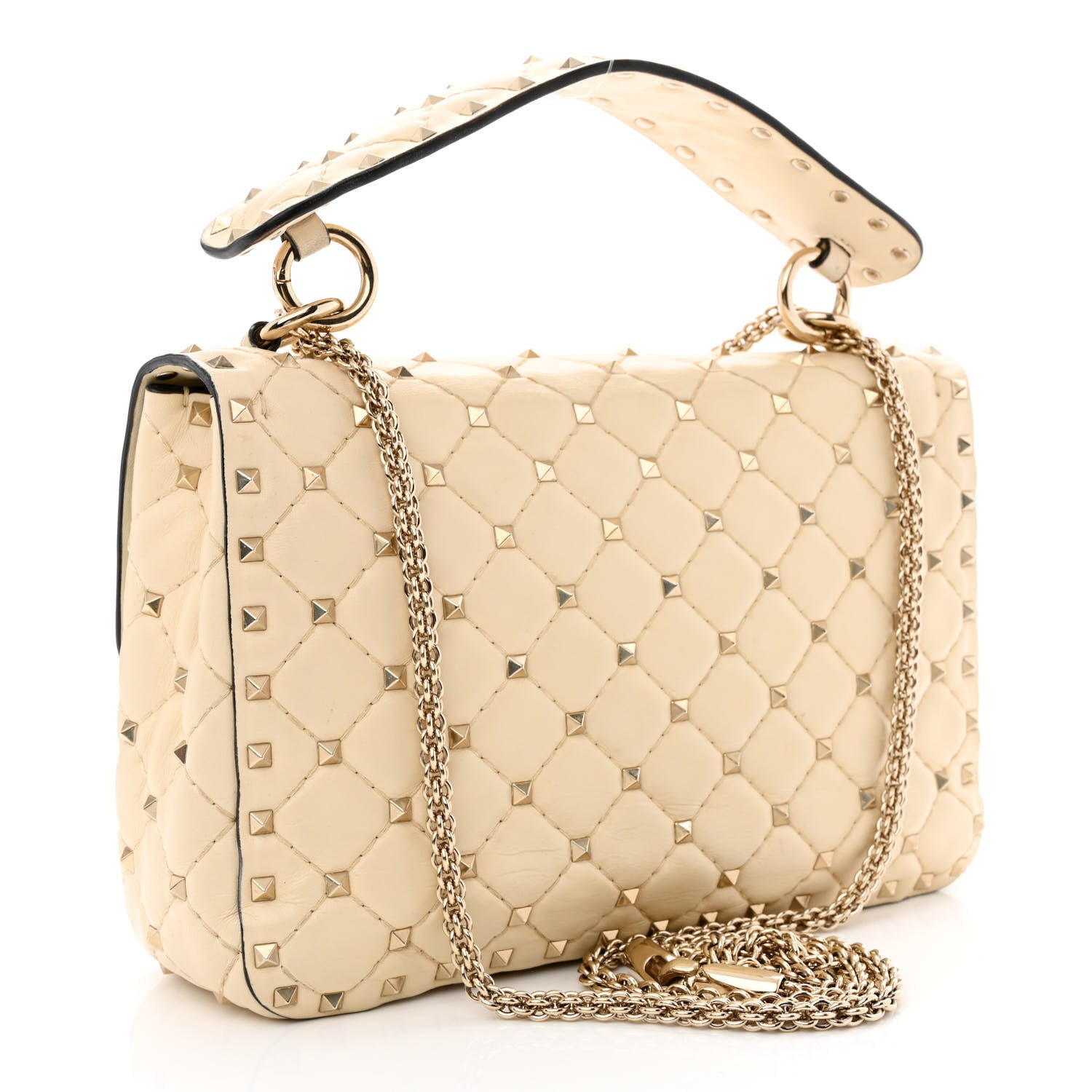 Valentino Garavani Nappa Medium Rockstud Spike Shoulder Bag Light Ivory 3 of 16