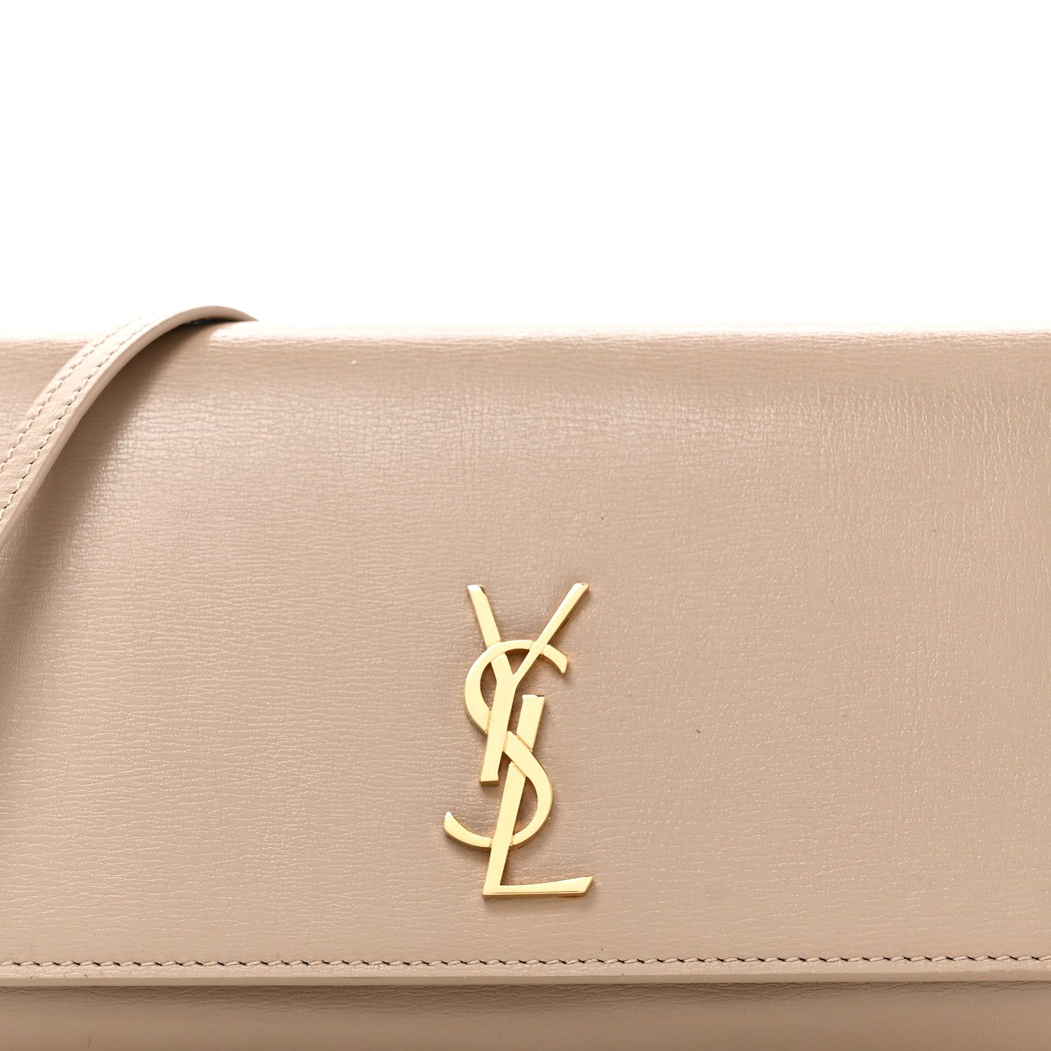 Saint Laurent Smooth Calfskin Monogram Phone Holder Crossbody Dark Beige 8 of 11