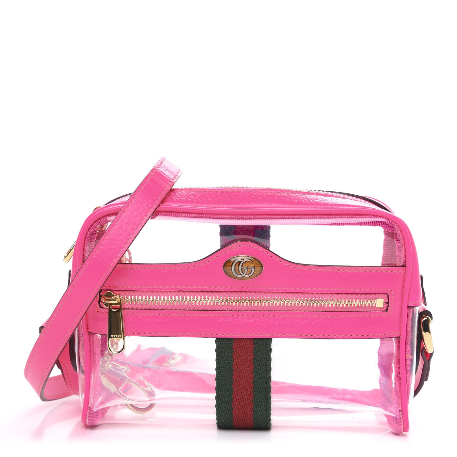 Gucci Vinyl Web Mini Ophidia Transparent Shoulder Bag Fluorescent Fuchsia 1 of 7