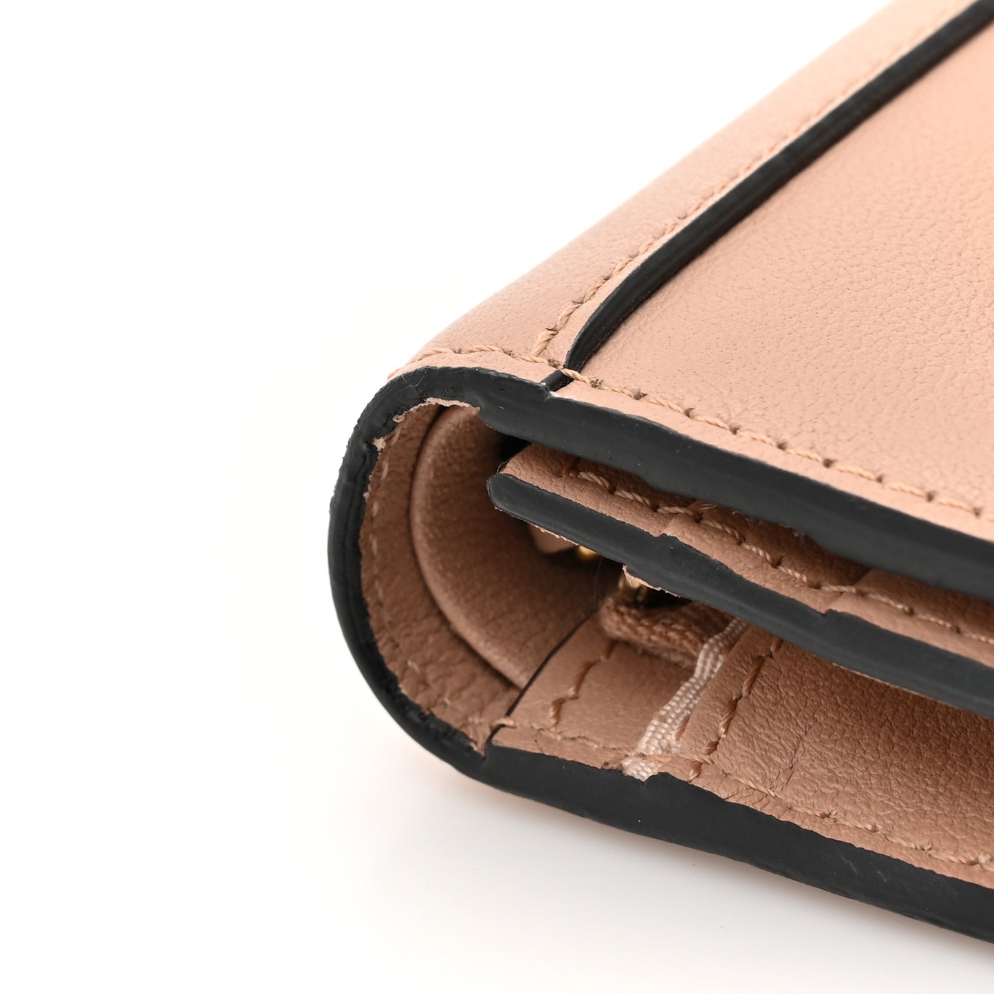Calfskin Vlogo French Flap Wallet Rose Cannelle