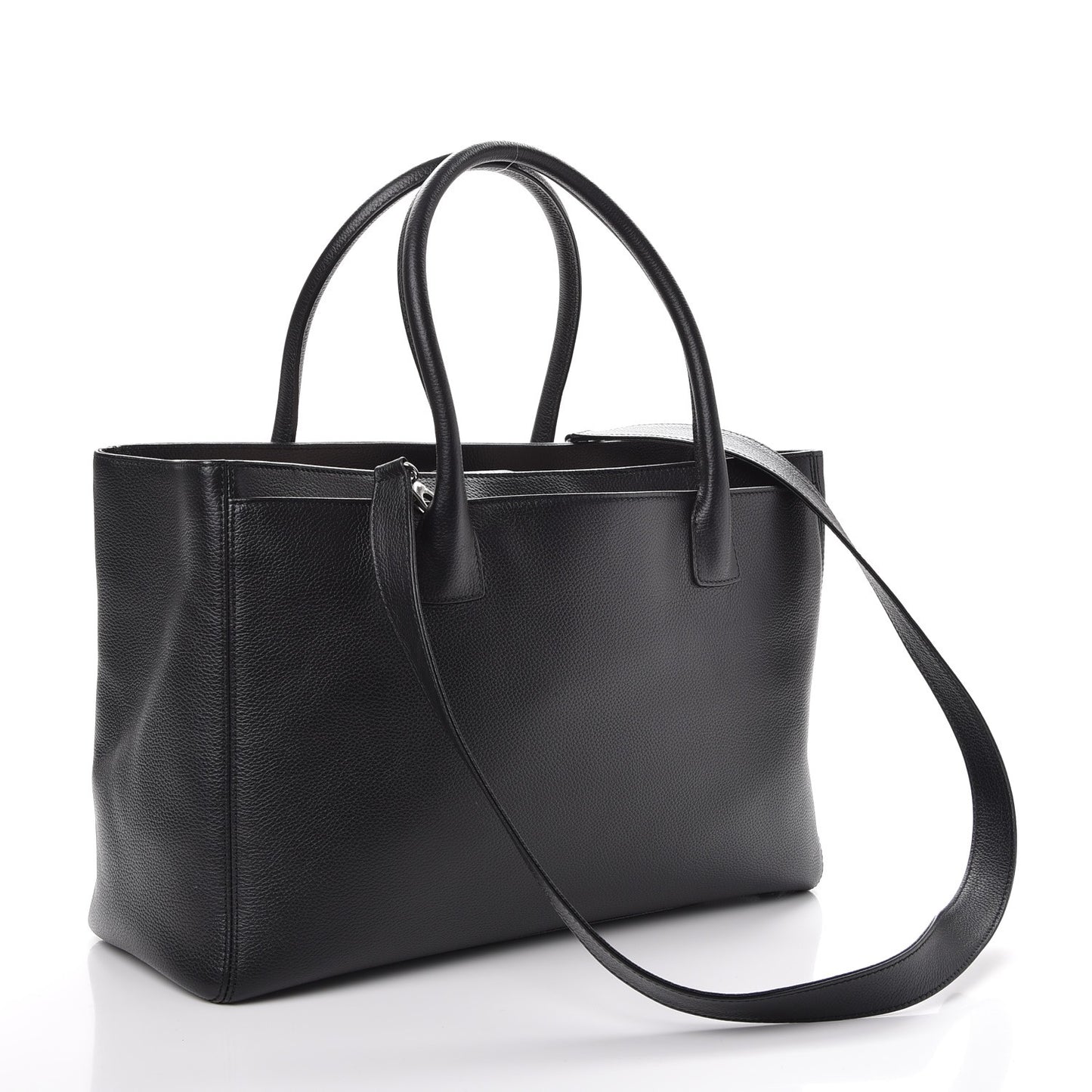 Calfskin Cerf Executive Shopper Tote Black