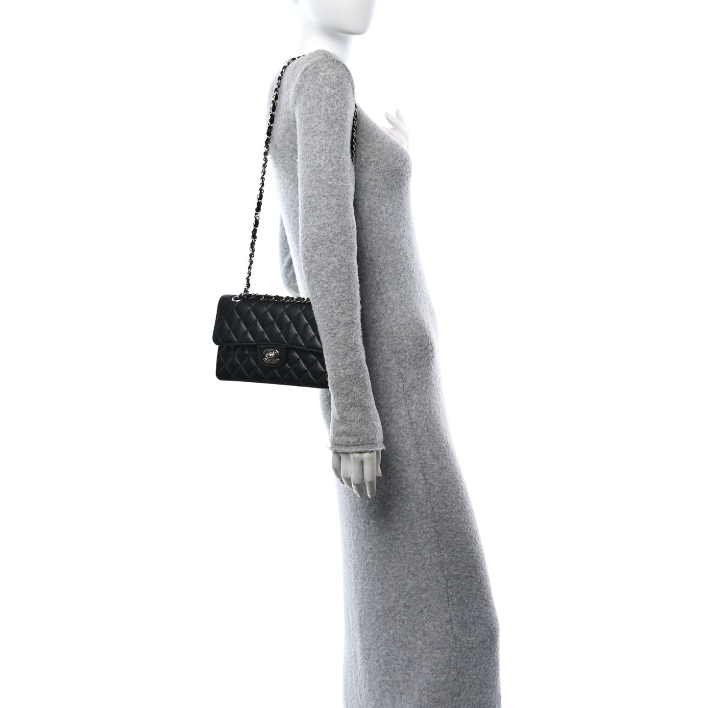 Caviar Quilted Small Double Flap Black