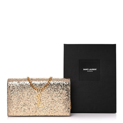 Saint Laurent Glitter Galactica Monogram Chain Wallet Platino 8 of 8