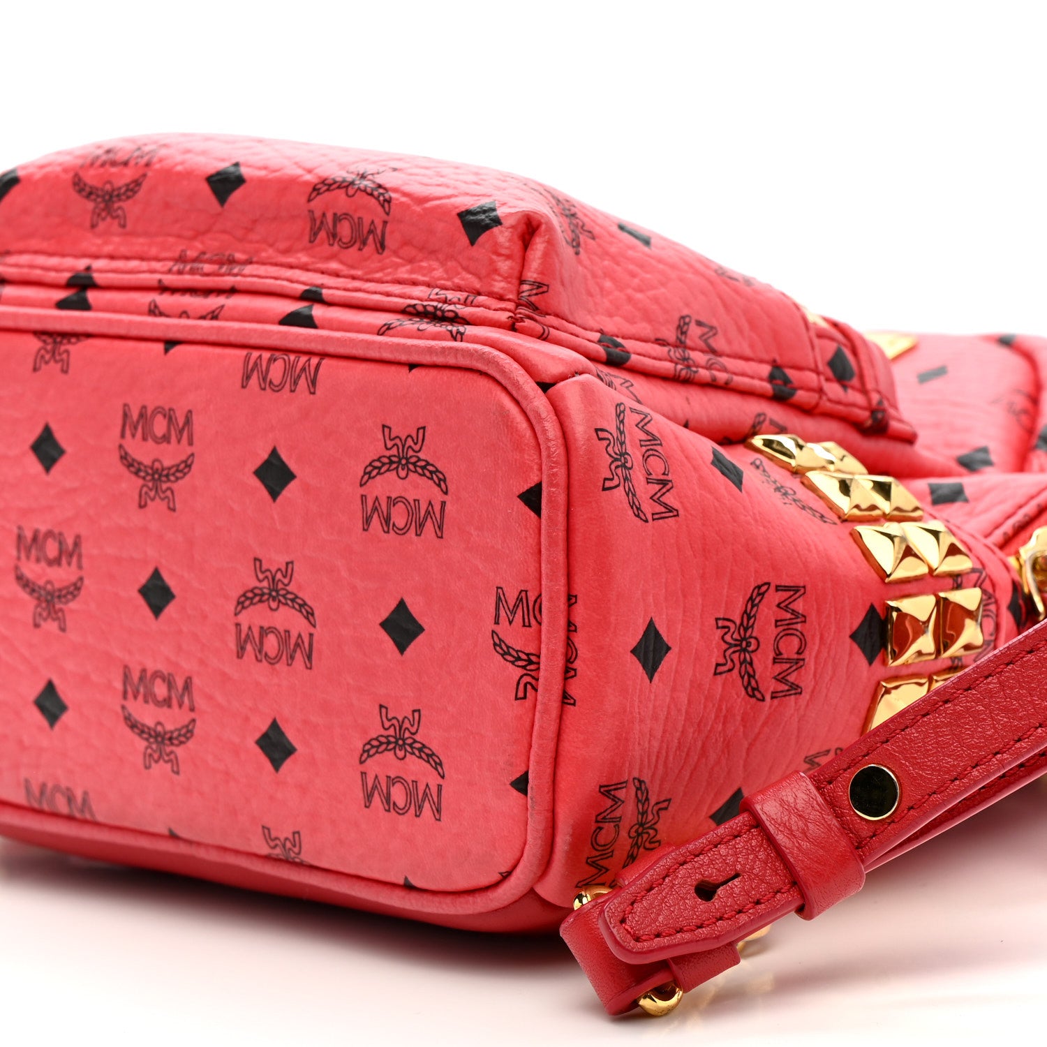 MCM Visetos Side Stud X-Mini Stark Bebe Boo Backpack Corail 9 of 13