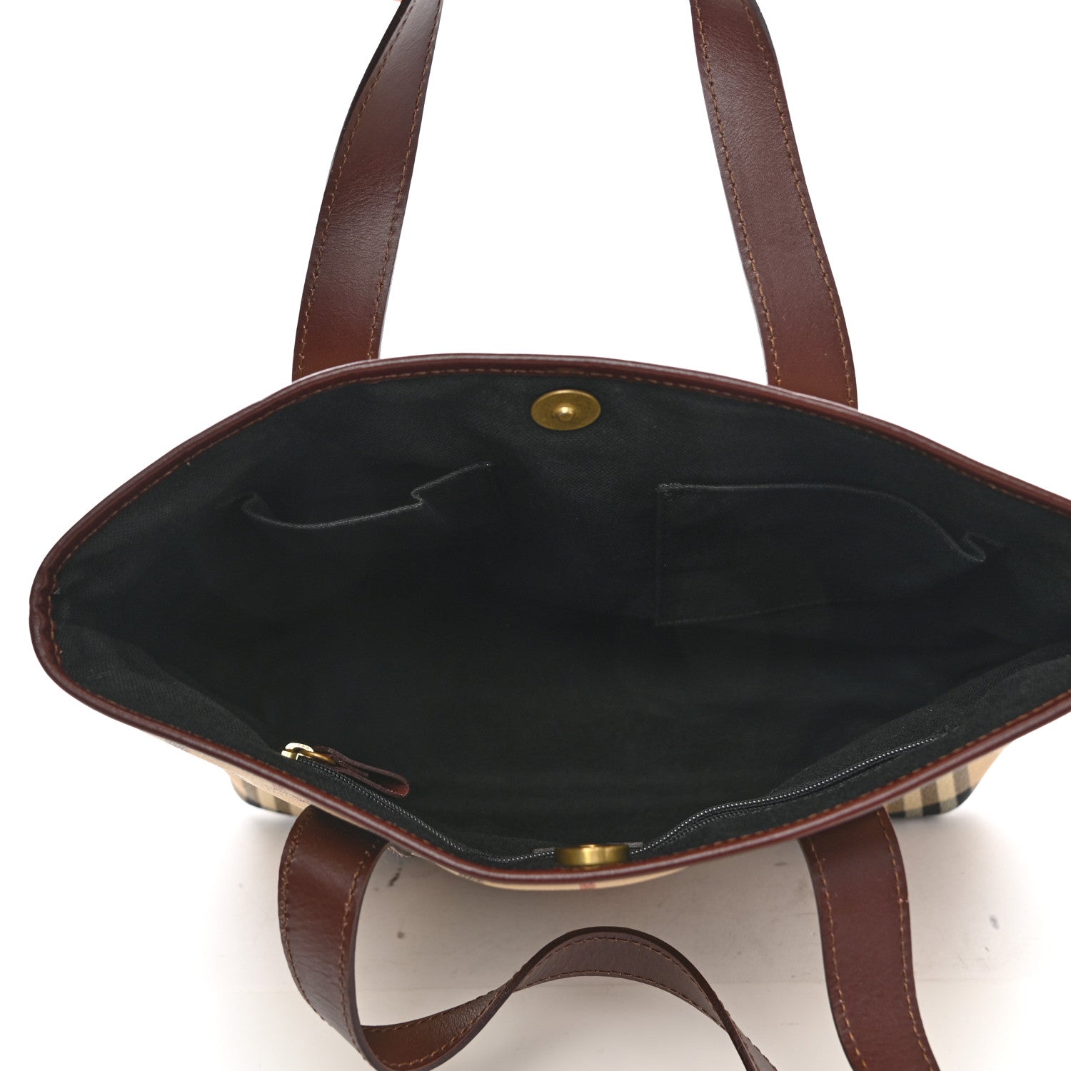 Burberry Haymarket Check Studded Tote Chocolate 5 of 10