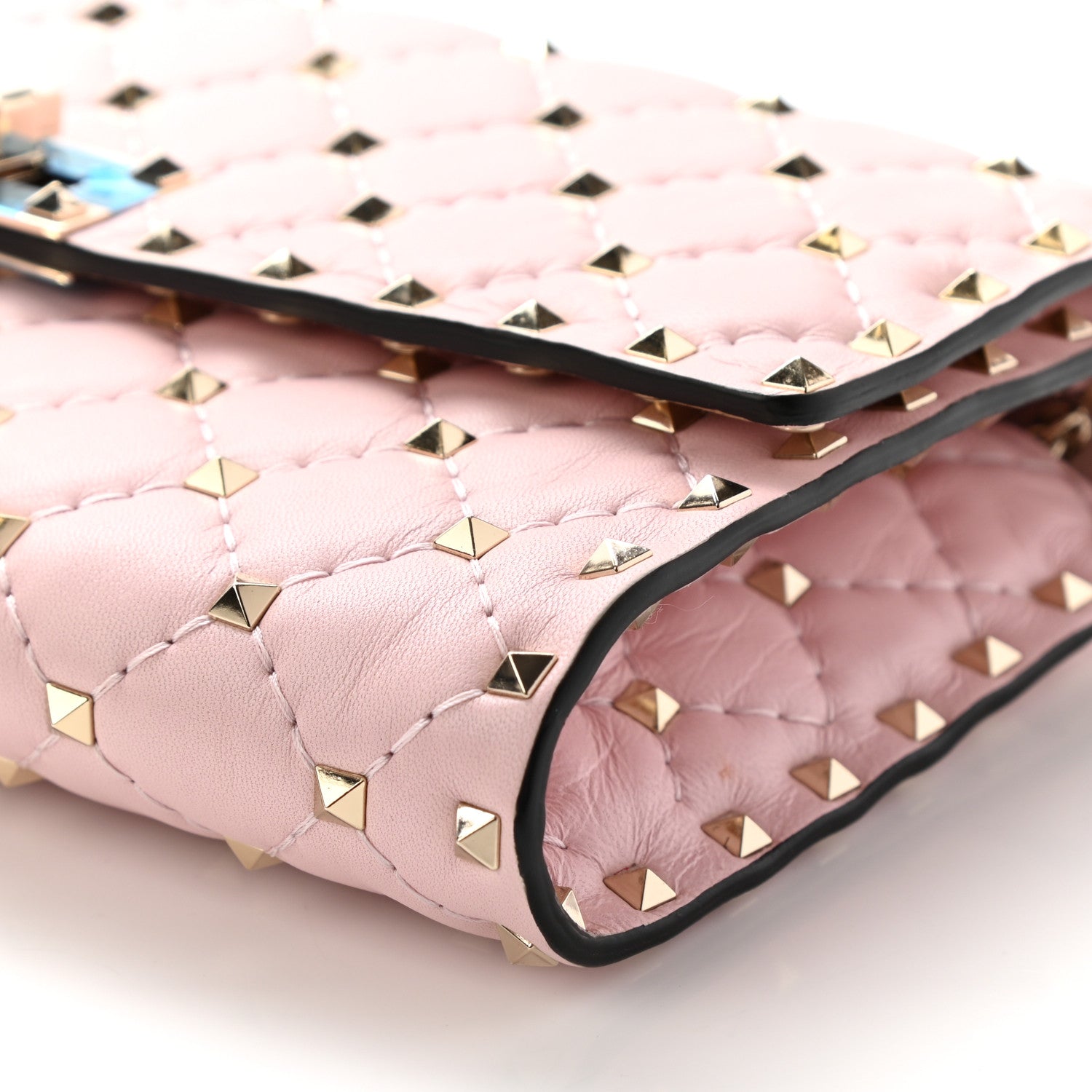 Valentino Garavani Nappa Rockstud Spike Wallet on Chain Water Rose 6 of 8