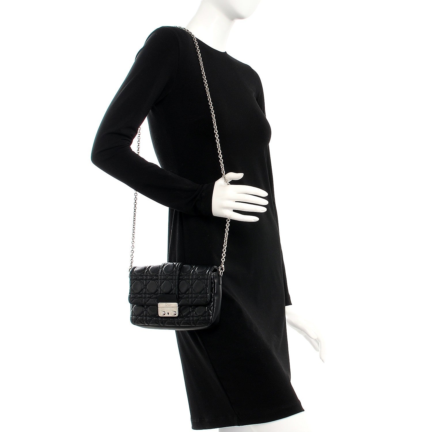 Christian Dior Lambskin Cannage New Lock Pouch Black 2 of 9