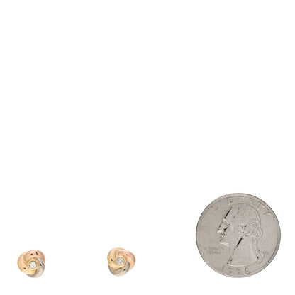 Cartier 18K Pink Yellow White Gold Diamond Trinity Stud Earrings 2 of 4