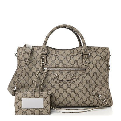 Balenciaga X GUCCI GG Supreme Monogram Neo Classic Silver Hardware City Beige Ebony 1 of 9