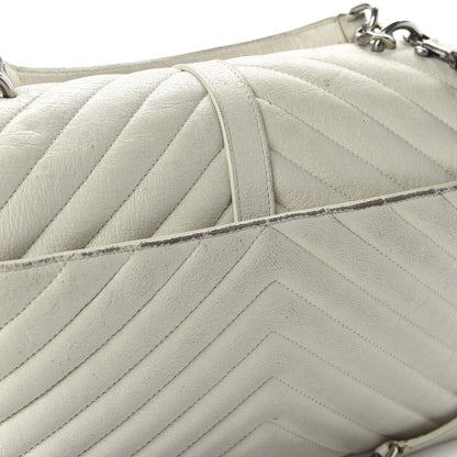 Saint Laurent Sheepskin Matelasse Chevron Monogram Medium College Bag Dove White 15 of 17