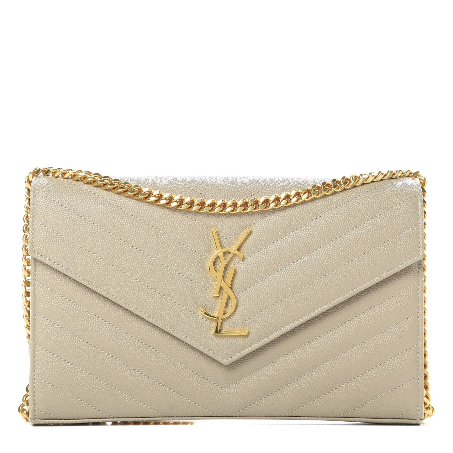 Grain De Poudre Matelasse Chevron Monogram Chain Wallet Sea Salt