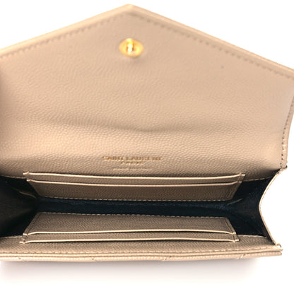 Saint Laurent Grain De Poudre Matelasse Chevron Small Monogram Envelope Wallet Dark Beige 5 of 8