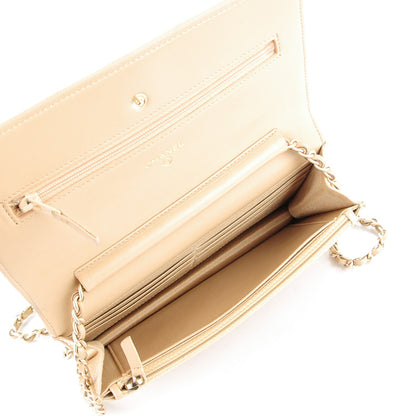 Chanel Lambskin Quilted Wallet On Chain WOC Beige 5 of 8