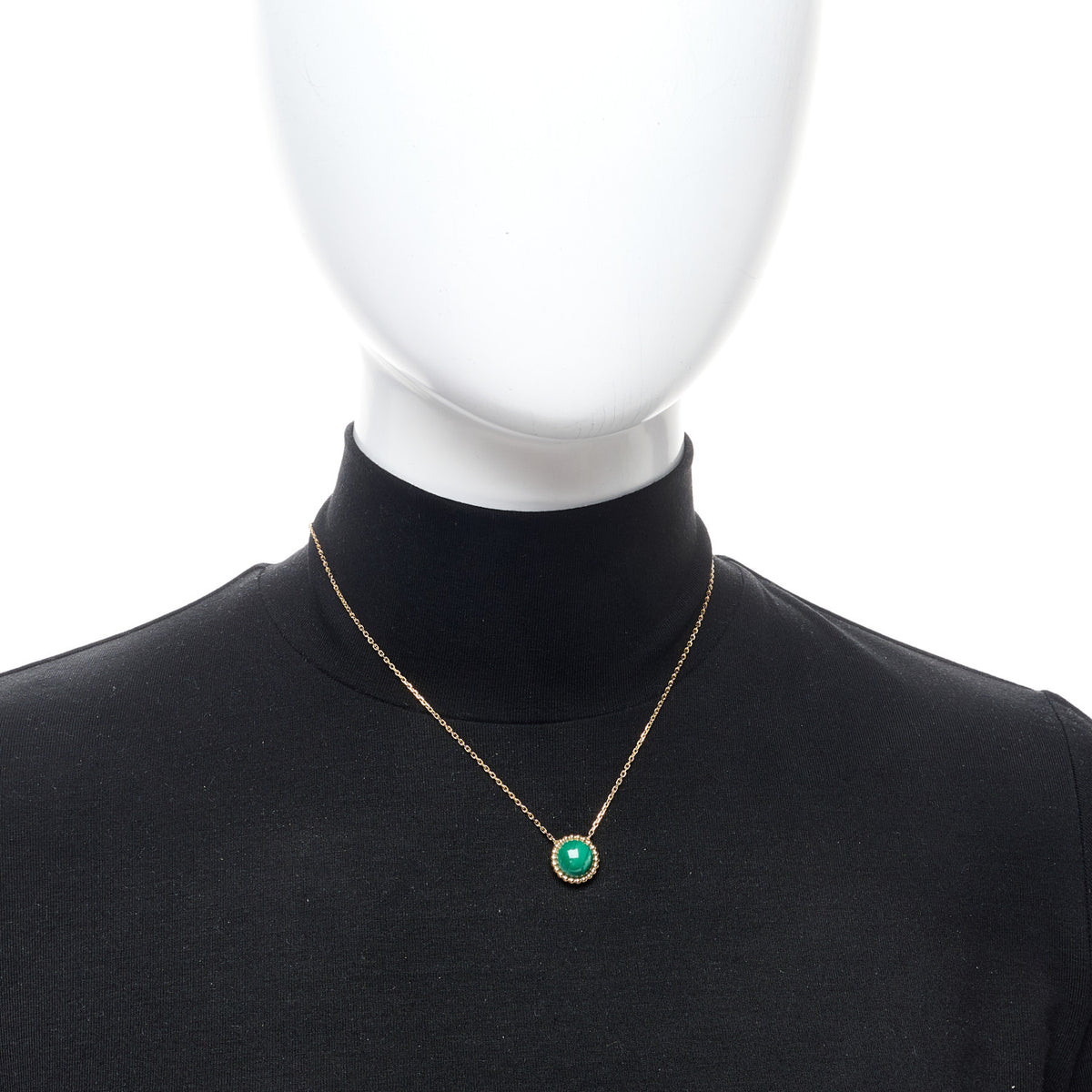 Van Cleef & Arpels 18K Yellow Gold Malachite Perlee Couleurs Pendant Necklace 2 of 5