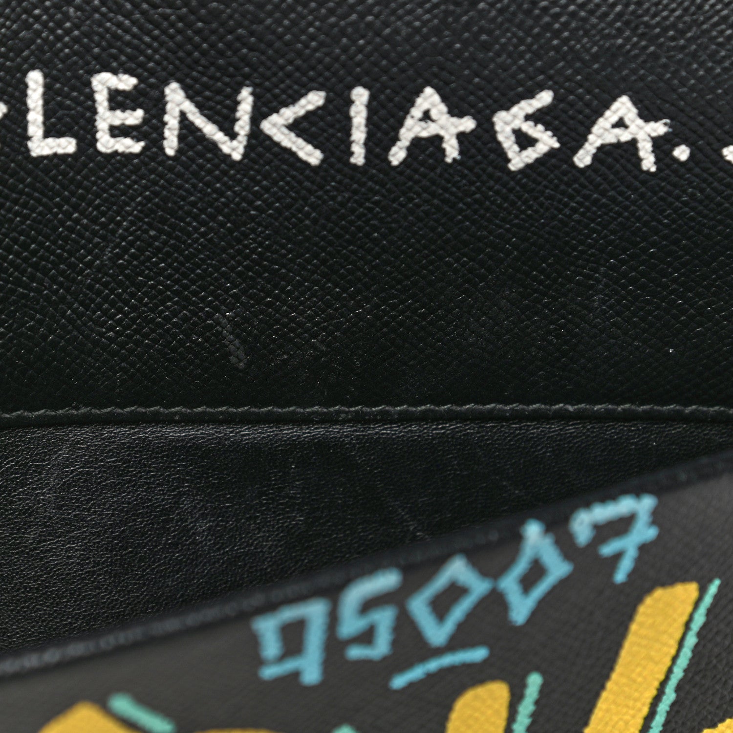 Balenciaga Grained Calfskin Graffiti M BB Round Shoulder Bag Black Multicolor 16 of 17