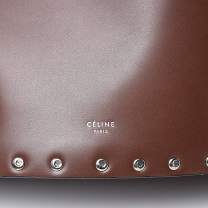 Celine Satinated Natural Calfskin Large Studs Bucket Shoulder Bag Dark Brown 5 of 9