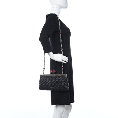 Miu Miu Matelasse Lux Kiss Lock Chain Clutch Black 3 of 10