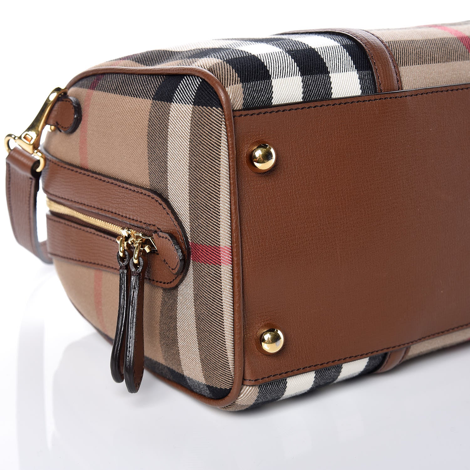 Burberry House Check Derby Calfskin Medium Alchester Bowling Bag Tan 6 of 9