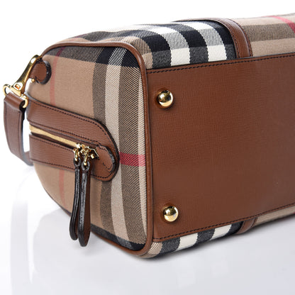 Burberry House Check Derby Calfskin Medium Alchester Bowling Bag Tan 6 of 9