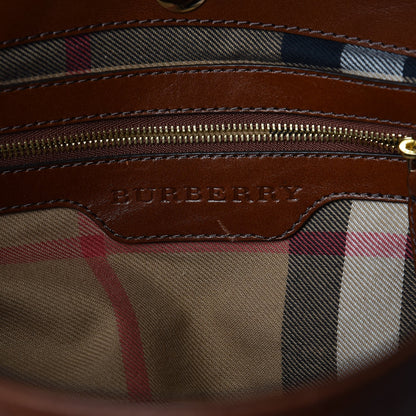 Burberry Soft Lambskin Bridle Calfskin Medium Gosford Hobo Dark Tan 6 of 7