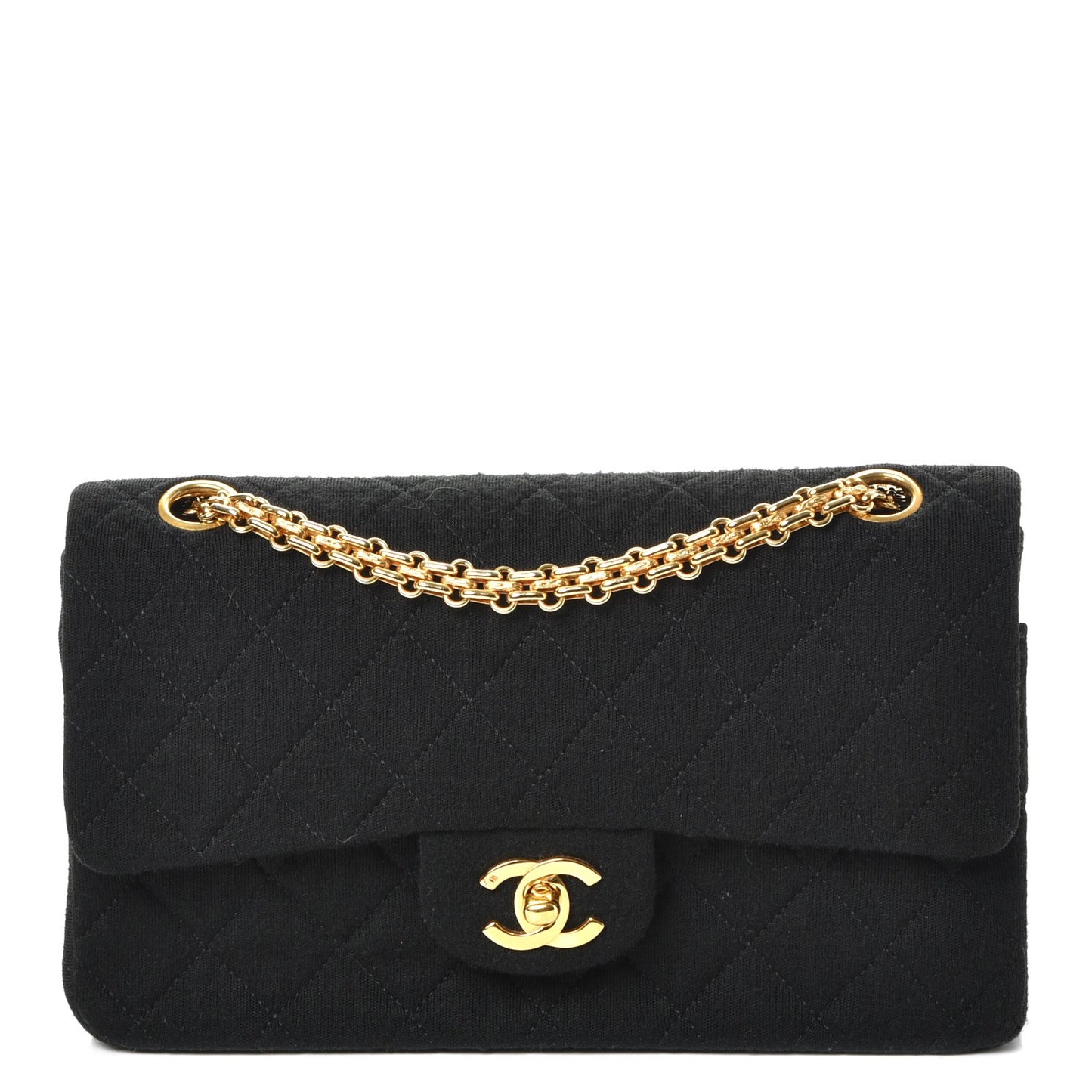 Jersey Quilted Small Double Flap Black