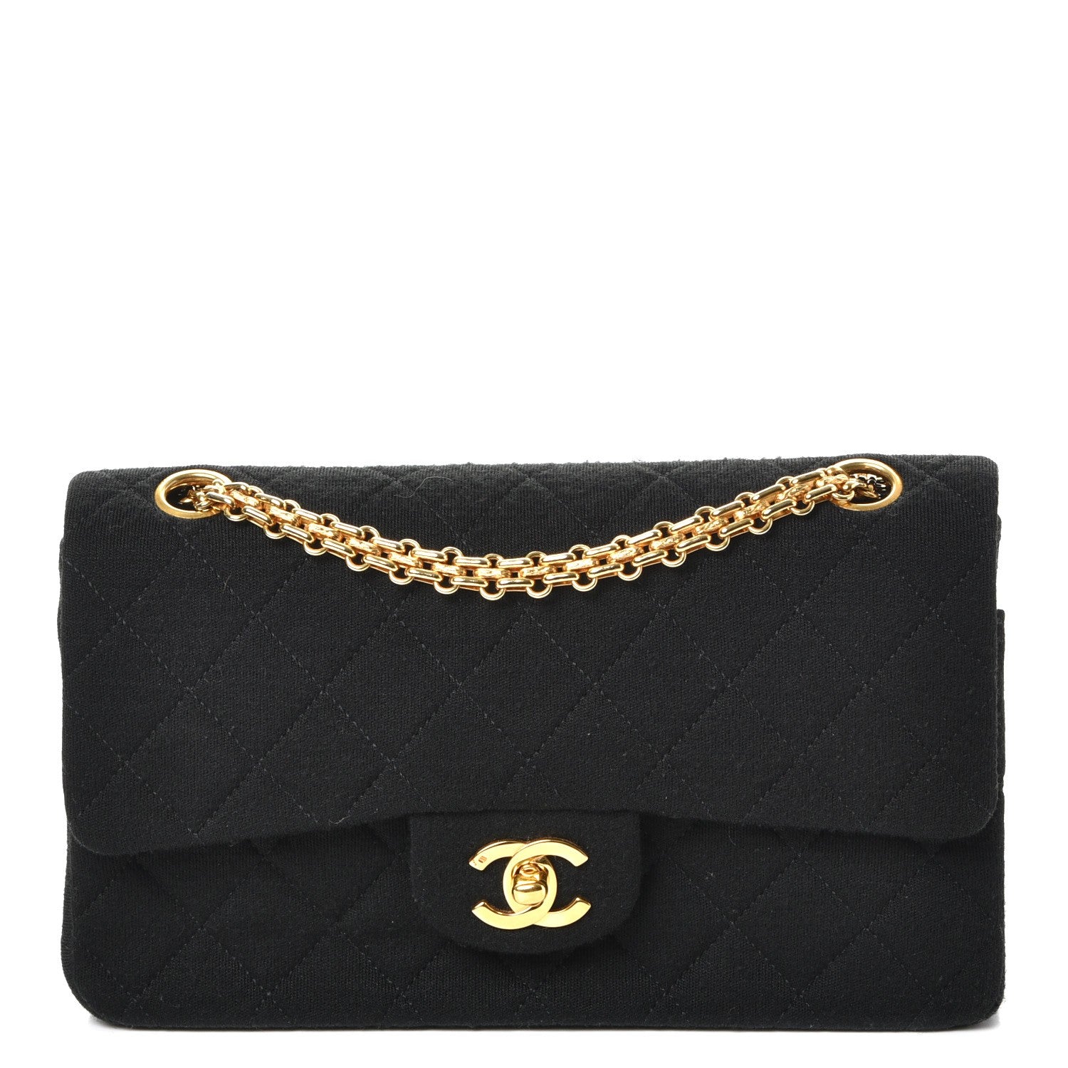 Chanel Jersey Quilted Small Double Flap Black 1 of 10