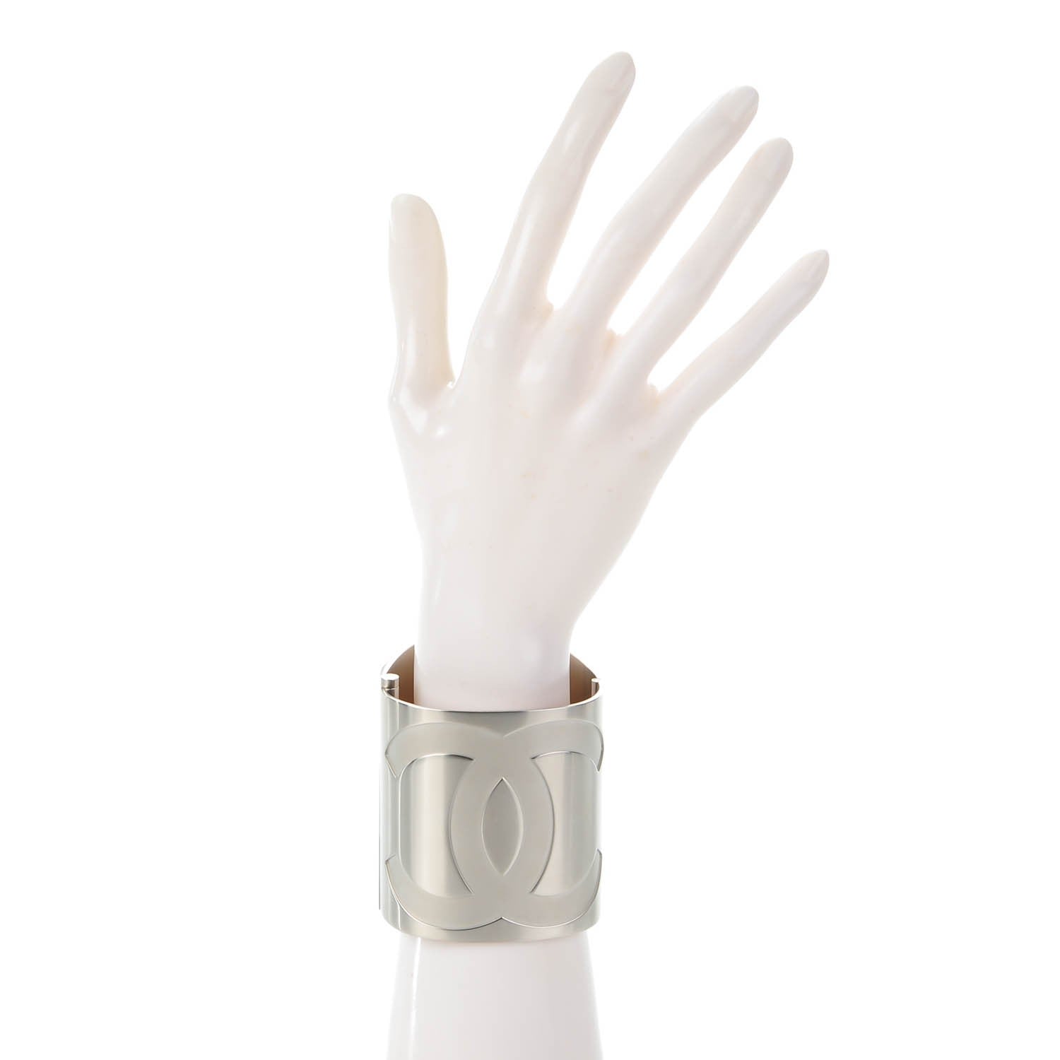 Chanel Metal Wide CC Mirror Cuff Silver 2 of 8