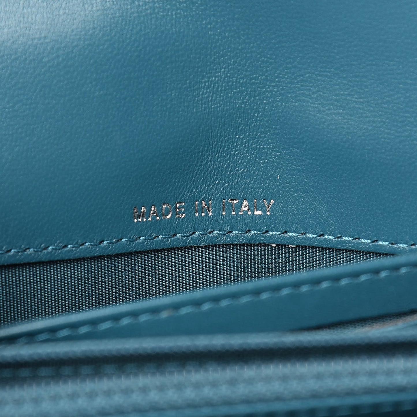 Lambskin Chevron Quilted Studded Small Flap Wallet Teal