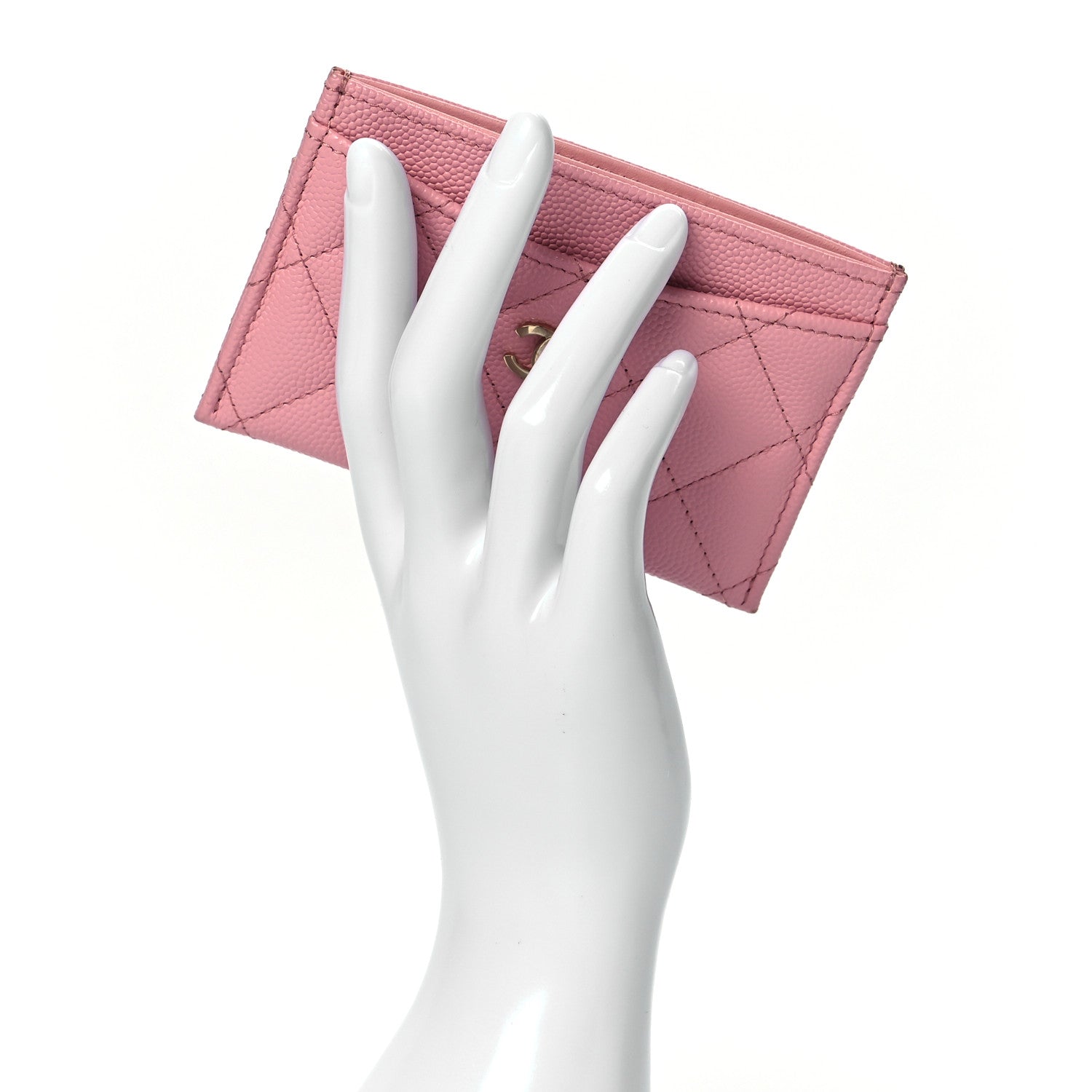 Chanel Caviar Quilted Card Holder Pink 2 of 9