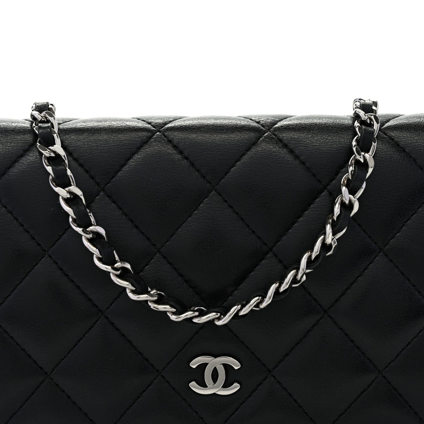 Lambskin Quilted Wallet On Chain WOC Black