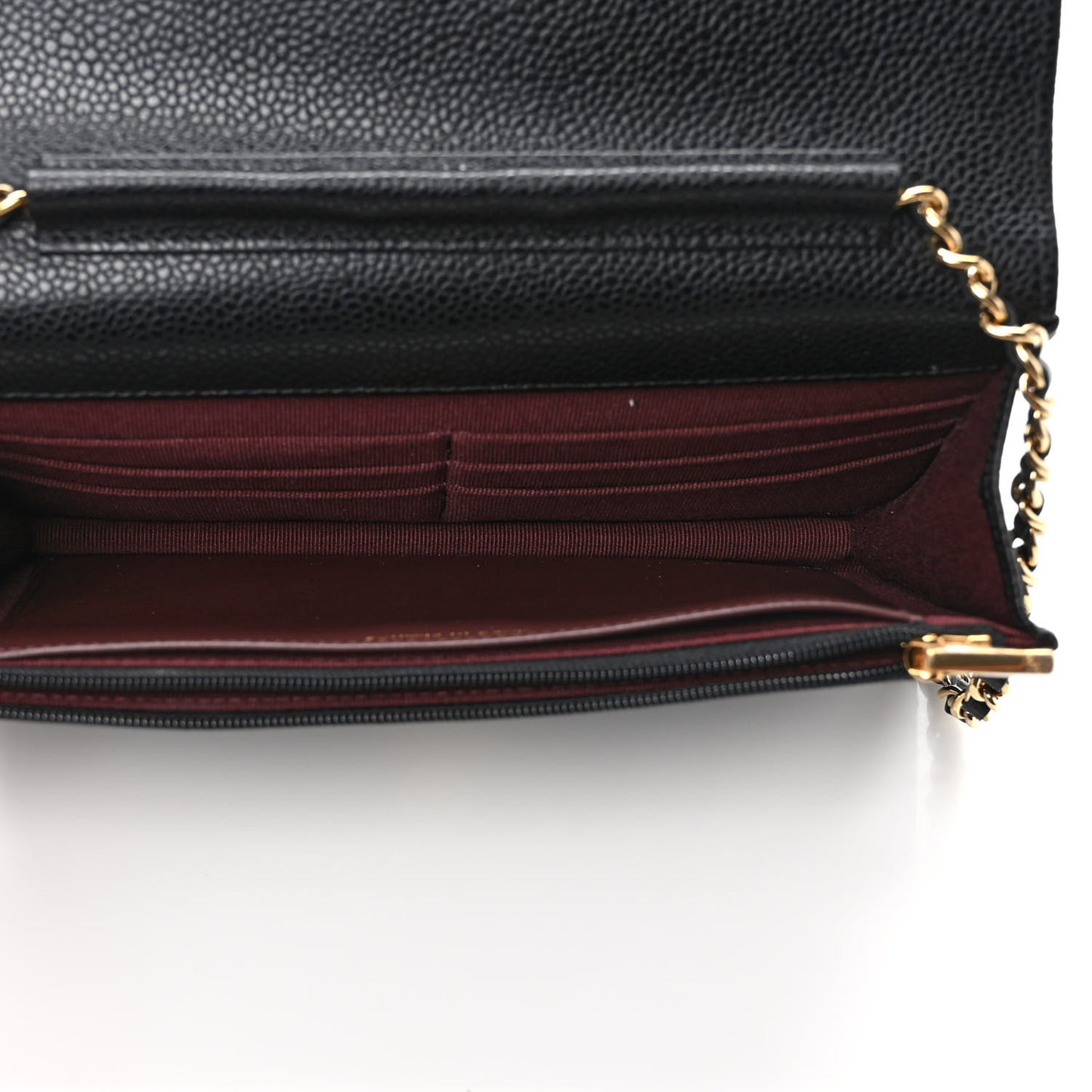 Caviar Quilted Wallet on Chain WOC Black