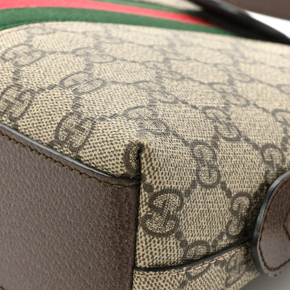Gucci GG Supreme Monogram Textured Dollar Calfskin Web Small Ophidia Dome Shoulder Bag Beige Ebony New Acero 17 of 18