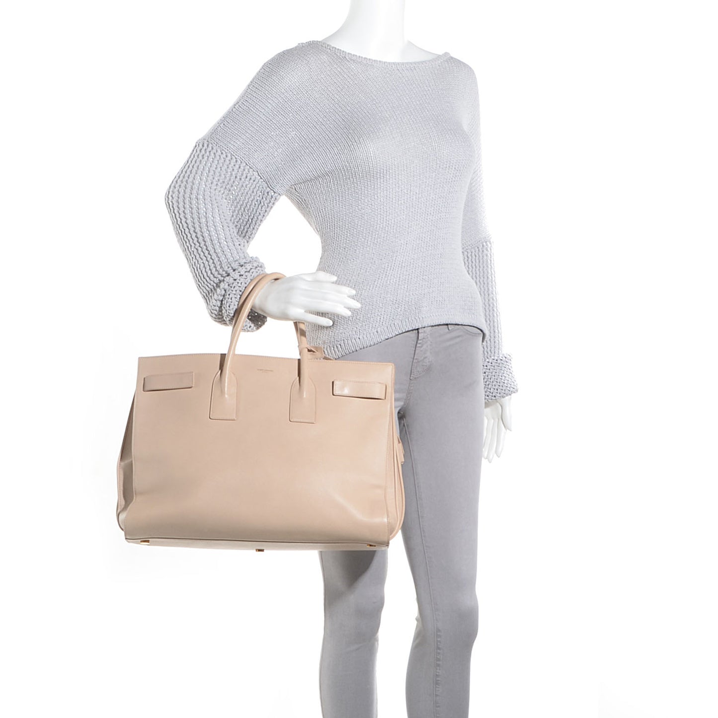 Calfskin Leather Classic Large Sac de Jour Carryall Beige