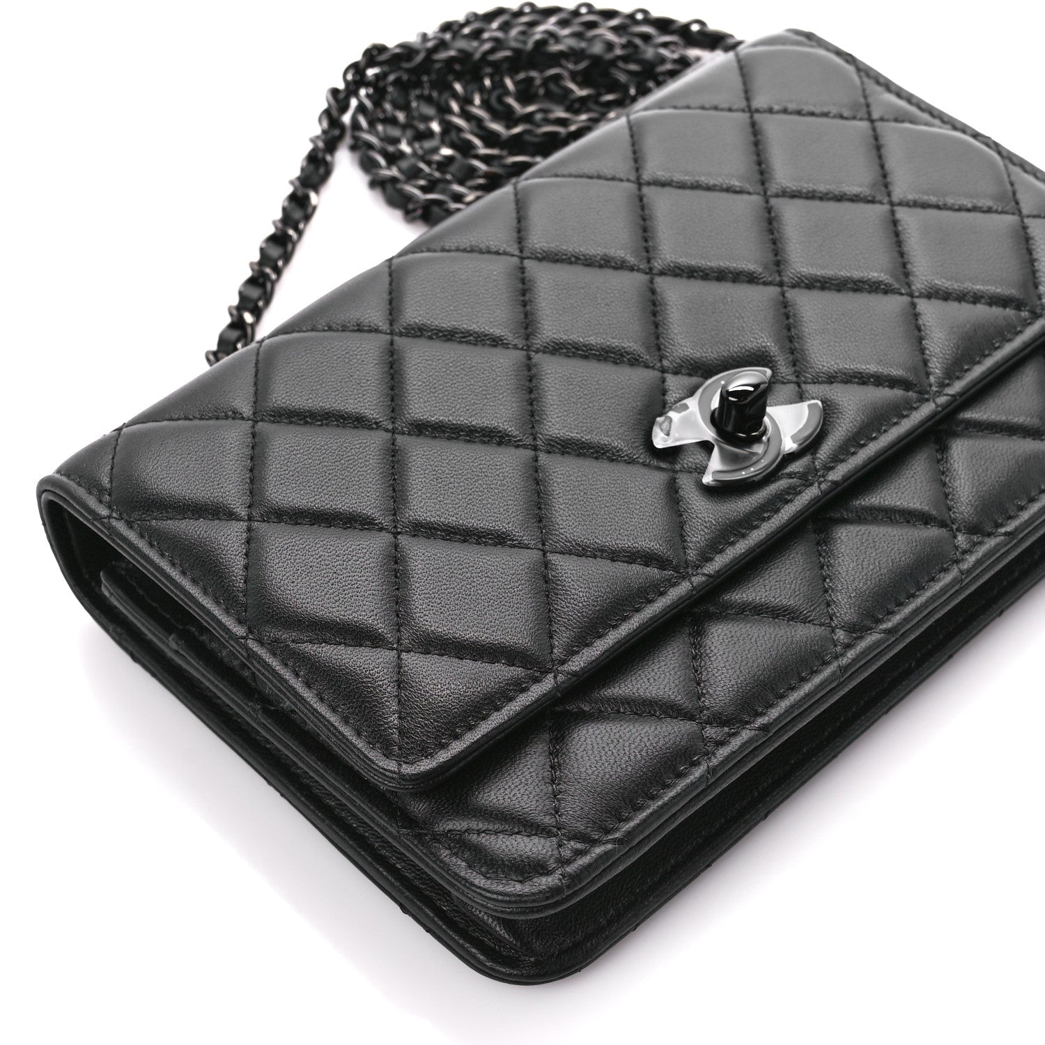 Chanel Lambskin Quilted Trendy CC Wallet On Chain WOC So Black 11 of 13