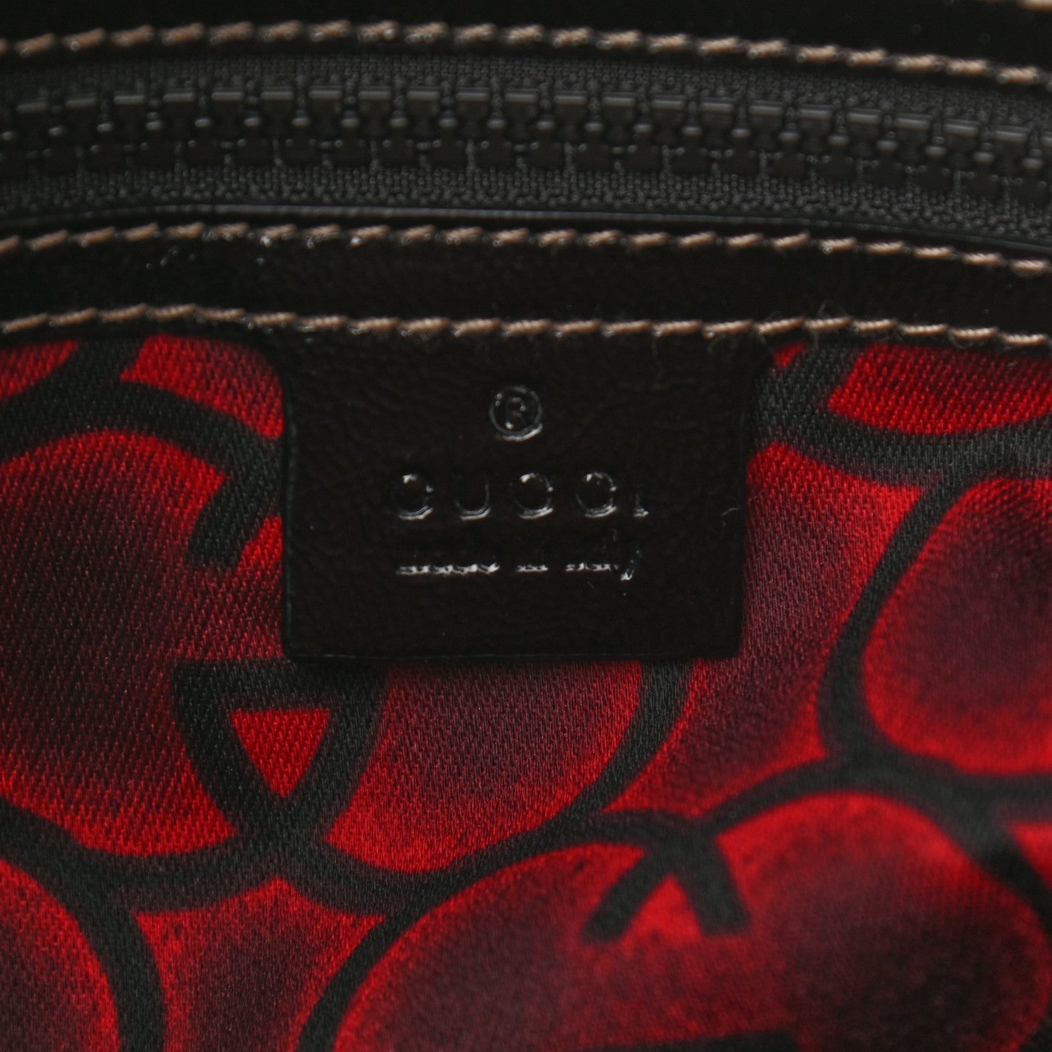 Gucci Patent Calfskin Medium Snow Glam Hobo Black White Red 6 of 9