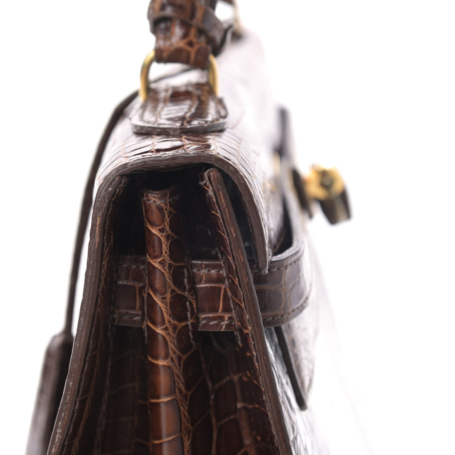 Hermes Shiny Crocodile Kelly Sellier 32 Havane 12 of 13