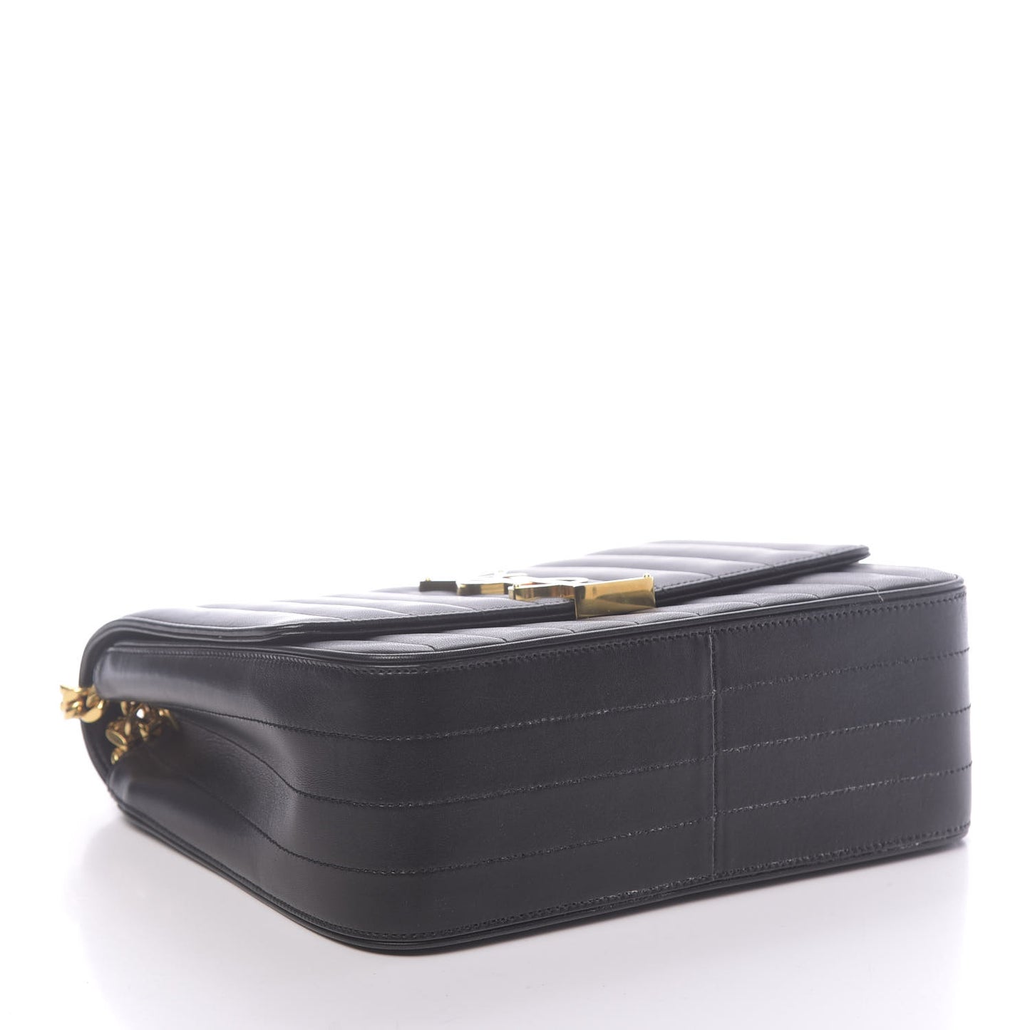 Lambskin Matelasse Monogram Large Vicky Chain Bag Black