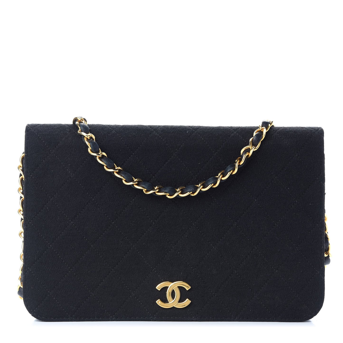 Jersey Quilted Wallet On Chain WOC Black