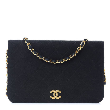 Chanel Jersey Quilted Wallet On Chain WOC Black 1 of 10