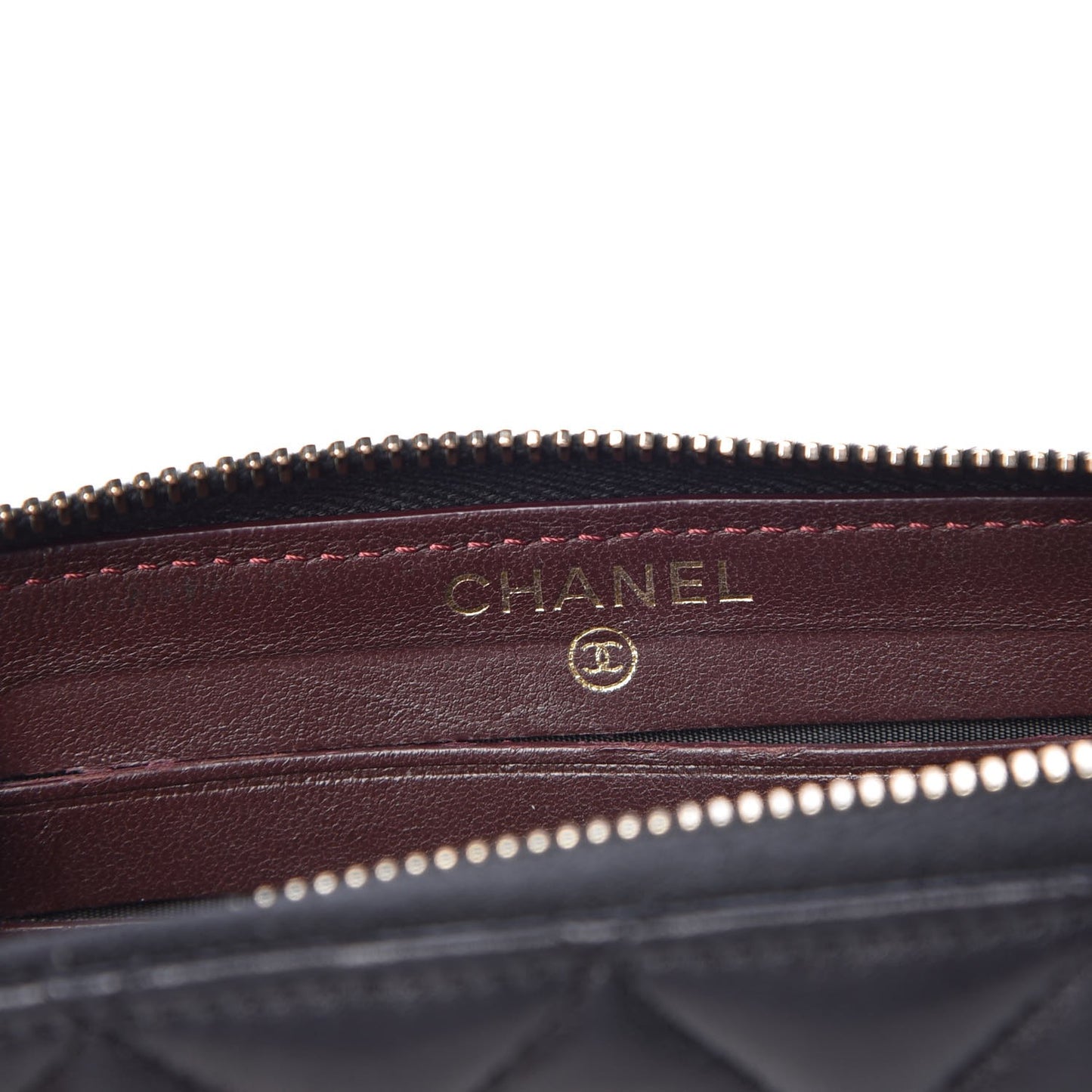 Lambskin Quilted Small Zip Around Wallet Black