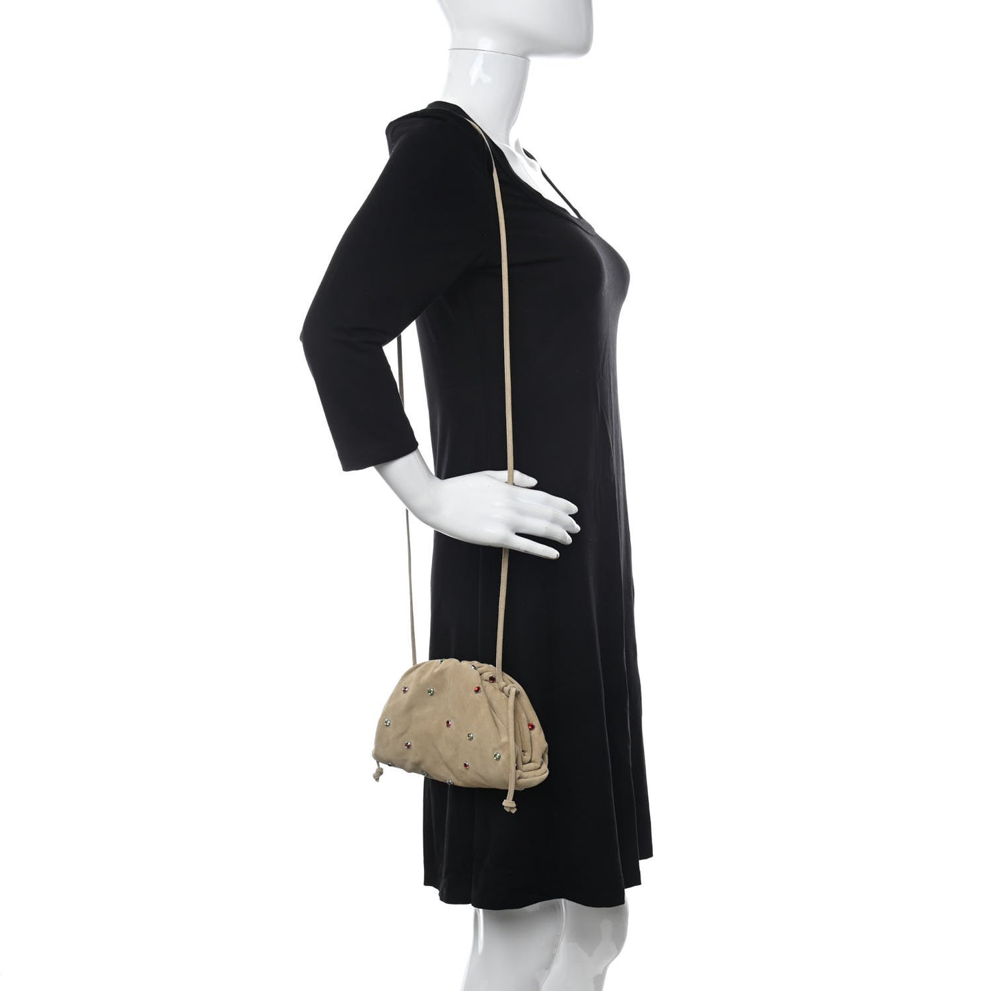 Suede Crystal Embellished The Mini Pouch Brown