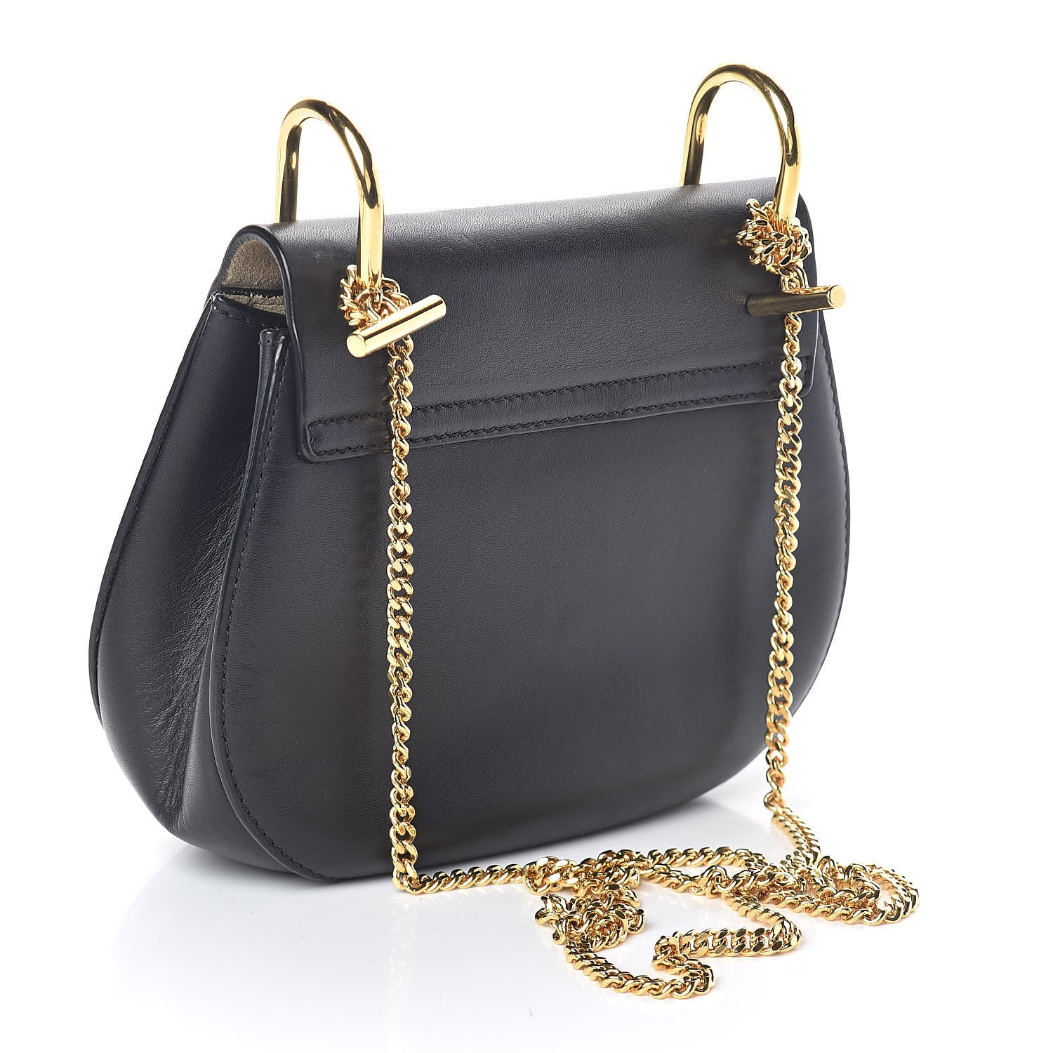 Chloe Grained Calfskin Lambskin Mini Bi-Color Drew Shoulder Bag Ivory Black 3 of 9