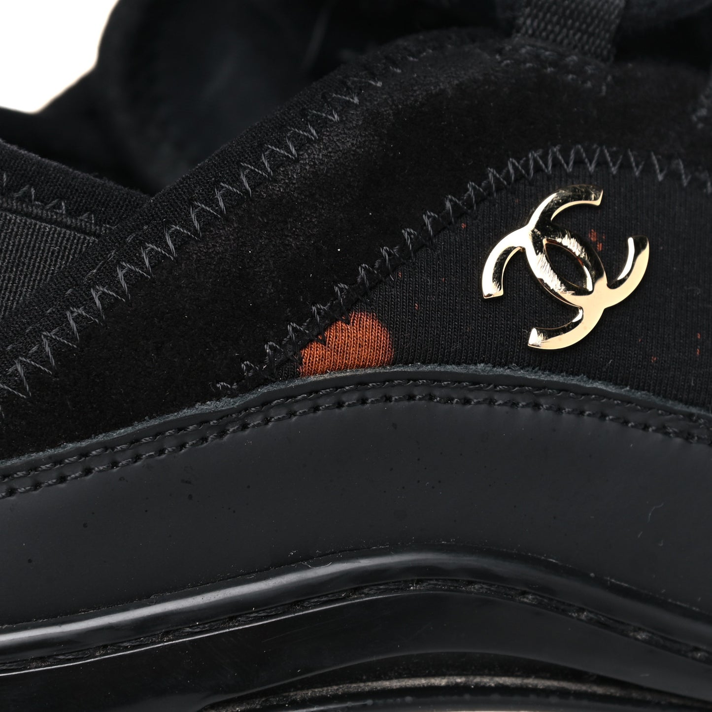 Velvet Calfskin Mixed Fibers CC Sneakers 39.5 Black